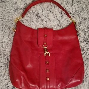 Tory Burch Red Leather Studded BmHandbag